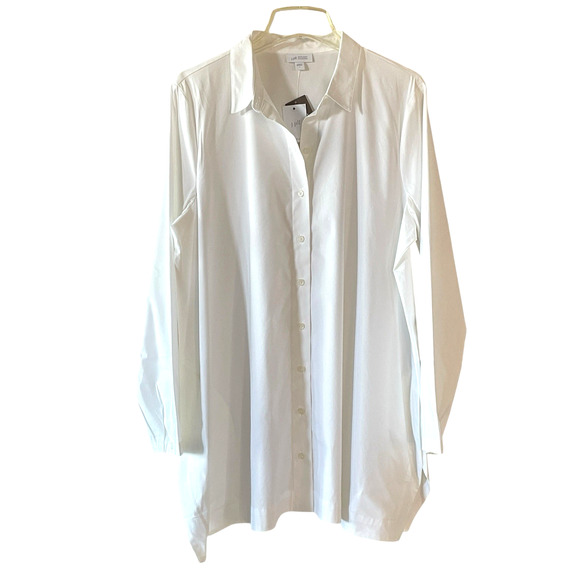 NWT J.JILL White Shirt Collection Size Large Long Sleeve Button-Up Oversized Top - Picture 9 of 9